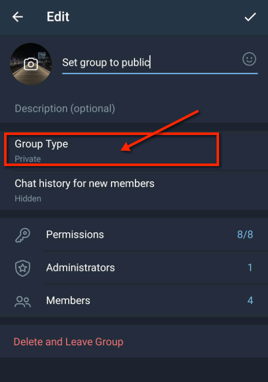 Edit group type